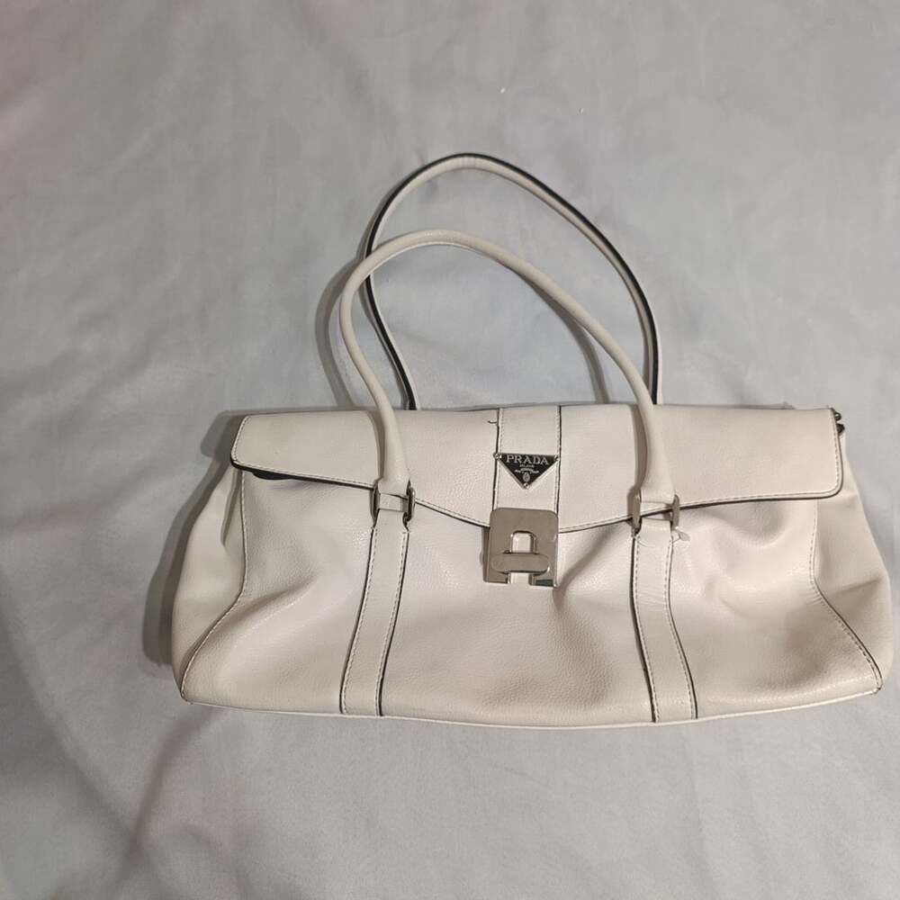 Prada Buffalo Easy Shoulder Bag White Leather